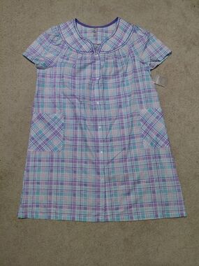 White Stag Lavender & Mint Plaid Sleep Gown NWT